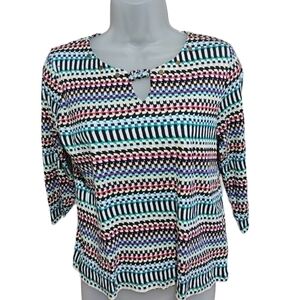 Rafaella Multicolor Three Quarter Sleeve Top Small Petite